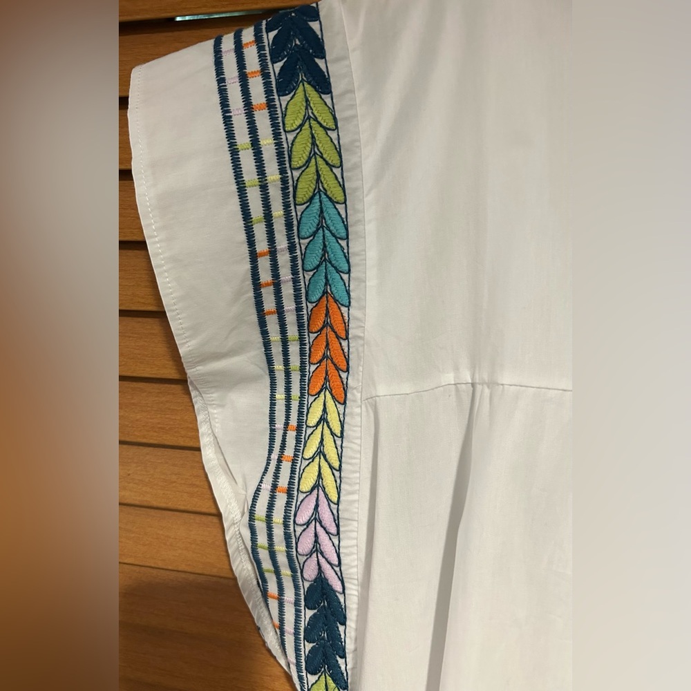 Cato White Embroidered Boho Tunic with Multicolor Trim size XL - Picture 7 of 7